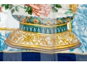 Valentino Striking Vintage Blue And Pastel Toned Shadow Striped Silk Scarf