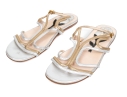 Prada Lovely Silver And Gold Metallic Leather Flat Sandals, Size 37
