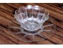 Fabulous Oversized Floral Form Glass Punchbowl With Undertray