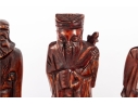 Set Of Three Hand-Carved Chinese Wooden Immortal Figures