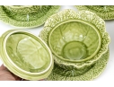 Set Of Twelve Portuguese Bordallo Pinheiro Hand-painted Cabbage Form Tureens With Underplates