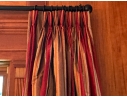 Pair Of Quality Striped Curtains With Affixed Room Darkening Shades
