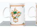 Gucci Vintage Set Of Six Bone China Christmas Themed Mugs, Boxed