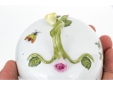 Herend Hungary Hand-Painted Porcelain Covered Butter Dish, Rothschild Bird (RO) Pattern