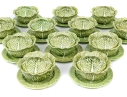 Set Of Twelve Portuguese Bordallo Pinheiro Hand-painted Cabbage Form Tureens With Underplates