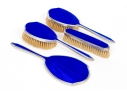 Four Piece English Sterling And Guilloche Enameled Vanity Set