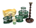 Collection Of Table Top Wares, Including French Planter With Oak Barley Twist Candlestick