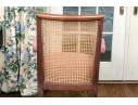 Mahogany And Cane Custom Upholstered Accent Armchair