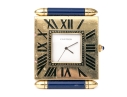 Cartier Vintage Quadrant Obus Blue Composite Deco Style Travel Clock