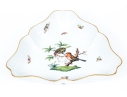 Herend Hand Painted Rothschild Bird Triangular Bowl, Rothschild Bird (RO) Pattern