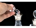 Group Of Three English Cut Glass Decanters Or Perfumes With Sterling Silver Collars