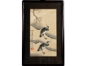 Framed Japanese Watercolor Painting Of Cranes