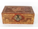 Antique Chinese Red And Gilt Lacquered Wood Storage Box With Brass Hardware