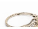 18k White Gold Vintage Filigree And Diamond Ring, App. 0.28 CTS, Size 6.5