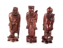 Set Of Three Hand-Carved Chinese Wooden Immortal Figures