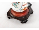 Chinese Famille Rose Porcelain Lamp On Wooden Base