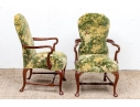 Pair Of Custom Upholstered Mahogany Swan Neck Armchairs