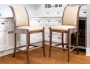 Pair Of Custom Upholstered Klismos Form Bar Stools