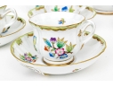 Rare Herend Hungary Hand-Painted Coffee Set,  Queen Victoria (VBO) Pattern