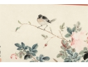 Framed Asian Watercolor Painting Of Birds And Blossoms