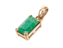 14k Yellow Gold Simple Emerald Cut Opaque Emerald Pendant, App. 1.09 CTS