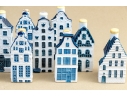Decorative Set Of Ten Dutch KLM Bols Ceramic House Bottles