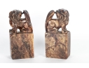 Vintage Carved Soapstone Asian Foo Dog Bookends
