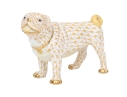 Herend Hungary Hand-Painted Porcelain Pug Figure, Butterscotch Fishnet Pattern