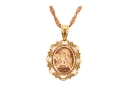 14k Gold Pretty Yellow And Rose Guardian Angel Pendant, With Chain