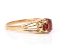 14k Yellow Gold Garnet And Diamond Ring, App. 0.04 TCW In Diamonds, Size 6
