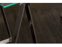 Chrome Framed Glass Top Desk With Sawhorse Form Pedestals