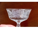 Set Of Six Elegant Etched Glass Champagne Coupes