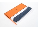 Hermes Handsome Navy Blue And Multi Color Silk Tie, With Box