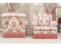 Lavish Pair Of Custom Upholstered Chairs With Bullion Fringe