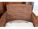 Pair Of Nancy Corzine Furniture Rattan Woven Accent Armchairs