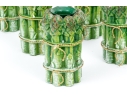 Suite Of Six Heavy Resin Asparagus Form Candlesticks With Small Wax Cups