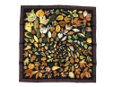 Hermès Striking Fall Leaves Motif Brown And Black Toned Silk Scarf