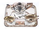 Fine Antique English Silveplate Three Piece Single Serve Tea Set