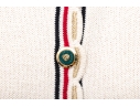 St. John Ivory White Button Up Red, Blue And Gold-toned Cardigan, Size 12