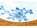 Set Of Seven Antique Chinese Export Blue And White Canton Pattern Porcelain Plates