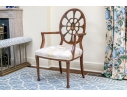 Quality Hepplewhite Style Painted Medallion Back Armchair