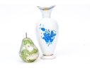 Herend Hungary Hand-Painted Porcelain Vase, Blue Chinese Bouquet Pattern