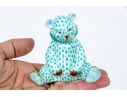 Herend Hungary Hand-Painted Bear Figure, Green Fishnet Pattern