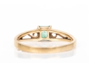 18k Yellow Gold Filigree Decorated Square Emerald Solitaire Ring, App. 0.27 CTS, Size 7