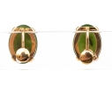 14k Yellow Gold Vintage Simple Oval Green Nephrite Jade Screwback Style Earrings