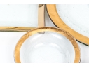 Annieglass, 9 Piece Lavish Gilt Trimmed Glass Serving Wares