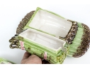 Portuguese Bordallo Pinheiro Hand-Painted Asparagus Form Tureens With Underplates