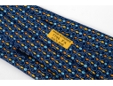 Hermes Handsome Navy Blue And Multi Color Silk Tie, With Box