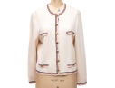 St. John Ivory White Button Up Red, Blue And Gold-toned Cardigan, Size 12