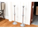 Pair Of Cast Aluminum Floor Candlesticks